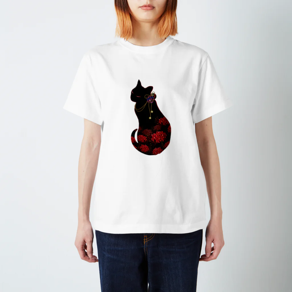 Lunatic Cat-ismの妖猫-曼珠沙華（彼岸花） スタンダードTシャツ