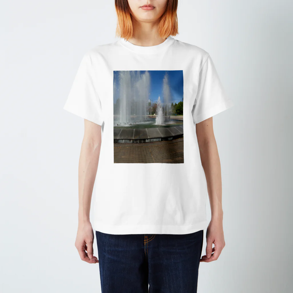 風景写真展の噴水と虹 Regular Fit T-Shirt