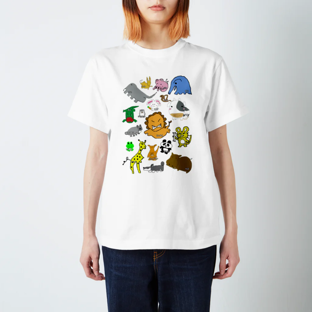 SASAGU project Official SHOPのSASAGU ZOO　縦バージョン スタンダードTシャツ