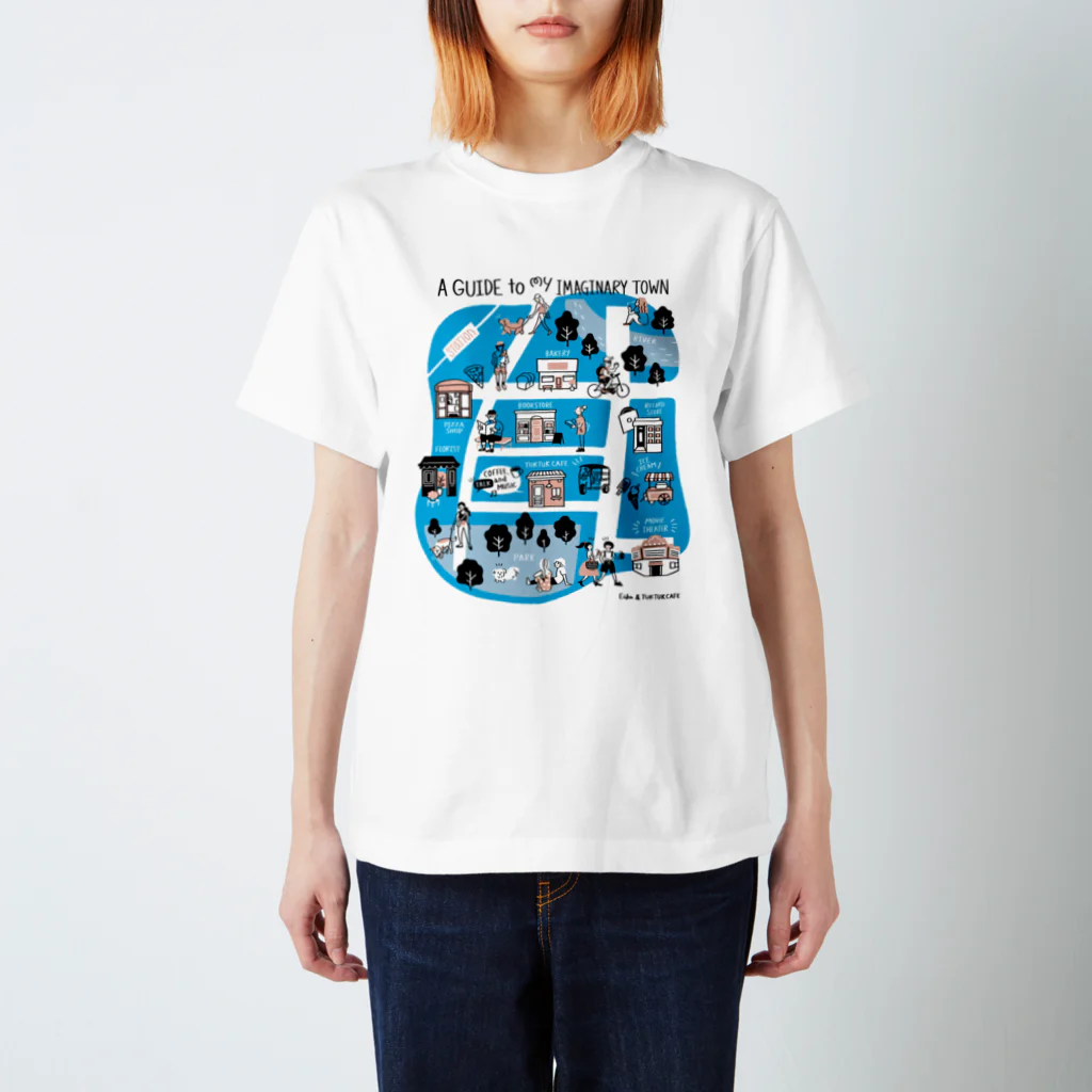 TUK TUK CAFEのTUK TUK CAFE MAP T-BLUE スタンダードTシャツ