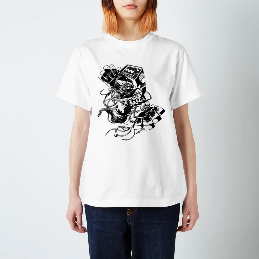 白黒灰脂オリジナルイラストグッズSHOP『熊猫動物園』の【ROCKOLOID SAULUS】 type-Oscilloscope スタンダードTシャツ