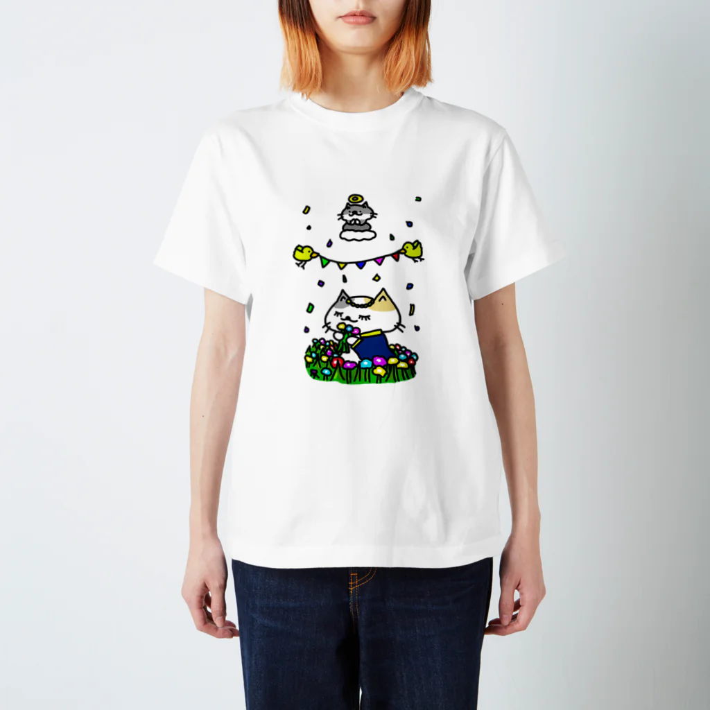 暗黒電波美術家ボブ山　SUZURI店の聖なる乙女！猫乙女！ Regular Fit T-Shirt