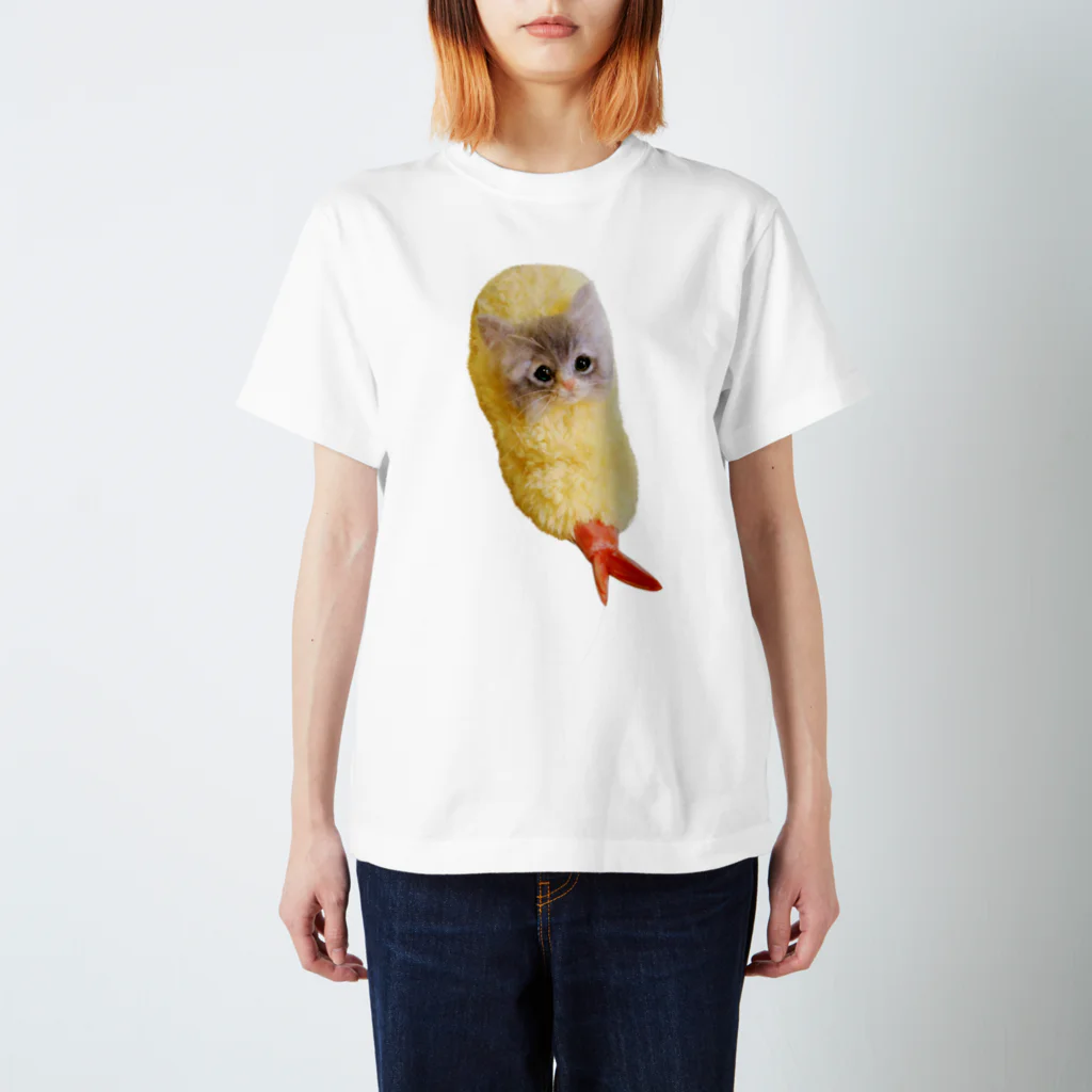 羊毛フェルト＆アートドール作家  karosa original design shopのエビフライにゃんこ Regular Fit T-Shirt