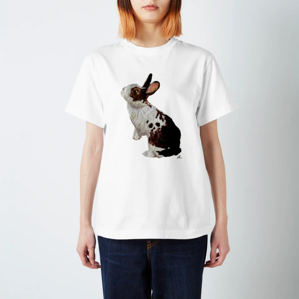 rabbit loverのフワフワうさぎ（茶ぶち） スタンダードTシャツ