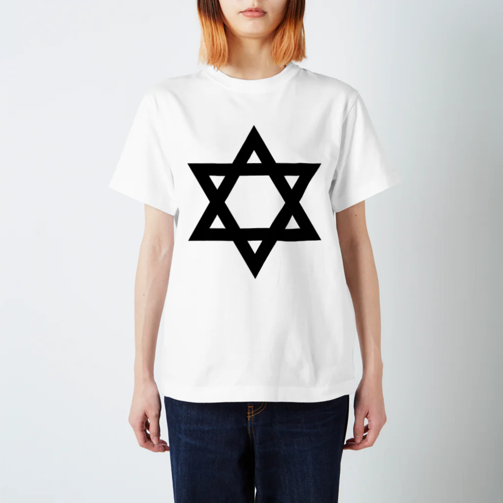 DRIPPEDのSTAR OF DAVID-ダビデの星-黒ロゴ Regular Fit T-Shirt