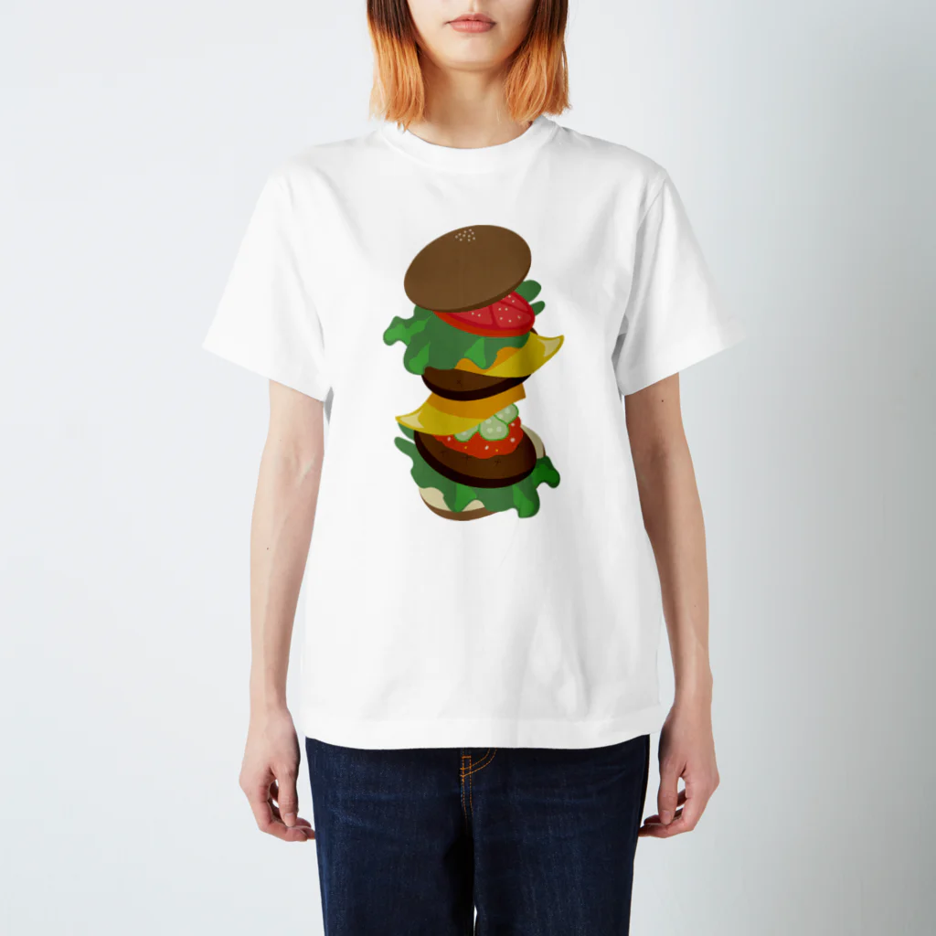 AWESOME HAMBURGERのダブルチーズバーガー スタンダードTシャツ