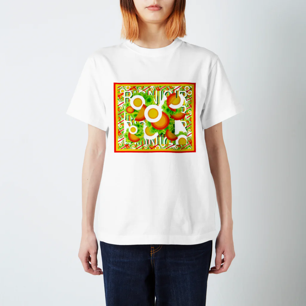 ✨🌈✨ユラクラカン🇯🇵 ✨🌈✨の🍞🍳🍊サラダプレート🥗🍅🌽🥑🍳 スタンダードTシャツ