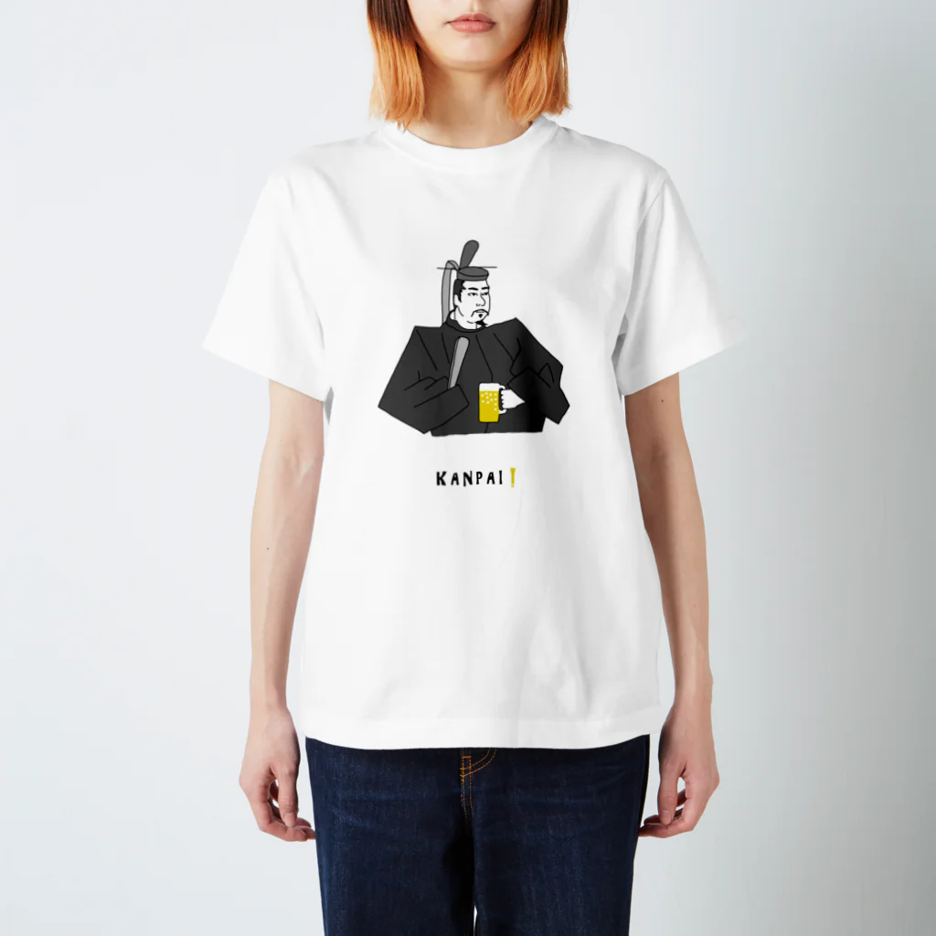 ビールとアート TM-3 Designの偉人 × BEER（源頼朝）黒線画 スタンダードTシャツ