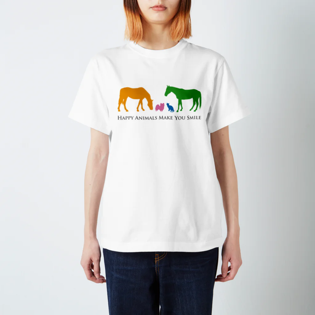 SHOP HAPPY HORSES（馬グッズ）のHappy Animals（文字入り） スタンダードTシャツ