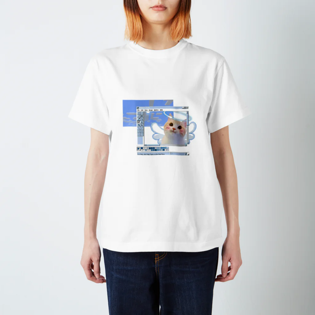 睡眠睡魔の猫サブカル水色 スタンダードTシャツ