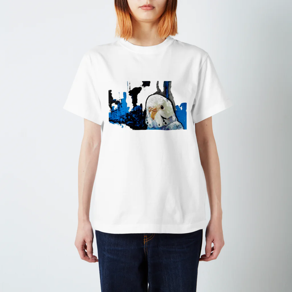 癒しのシロハラインコ 鳥まみれのセキセイインコ アート風 Regular Fit T-Shirt