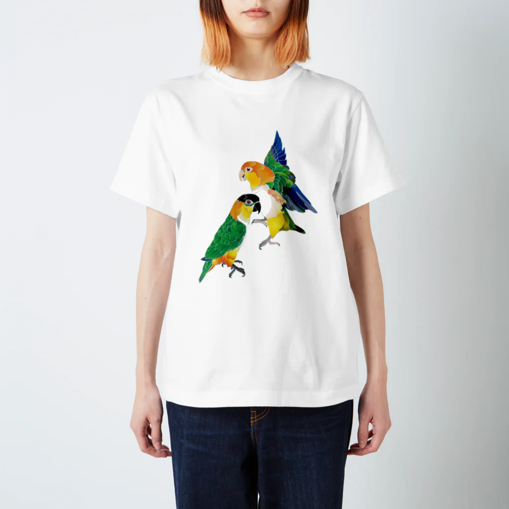 piyopiyobrandのシロハラインコたち スタンダードTシャツ