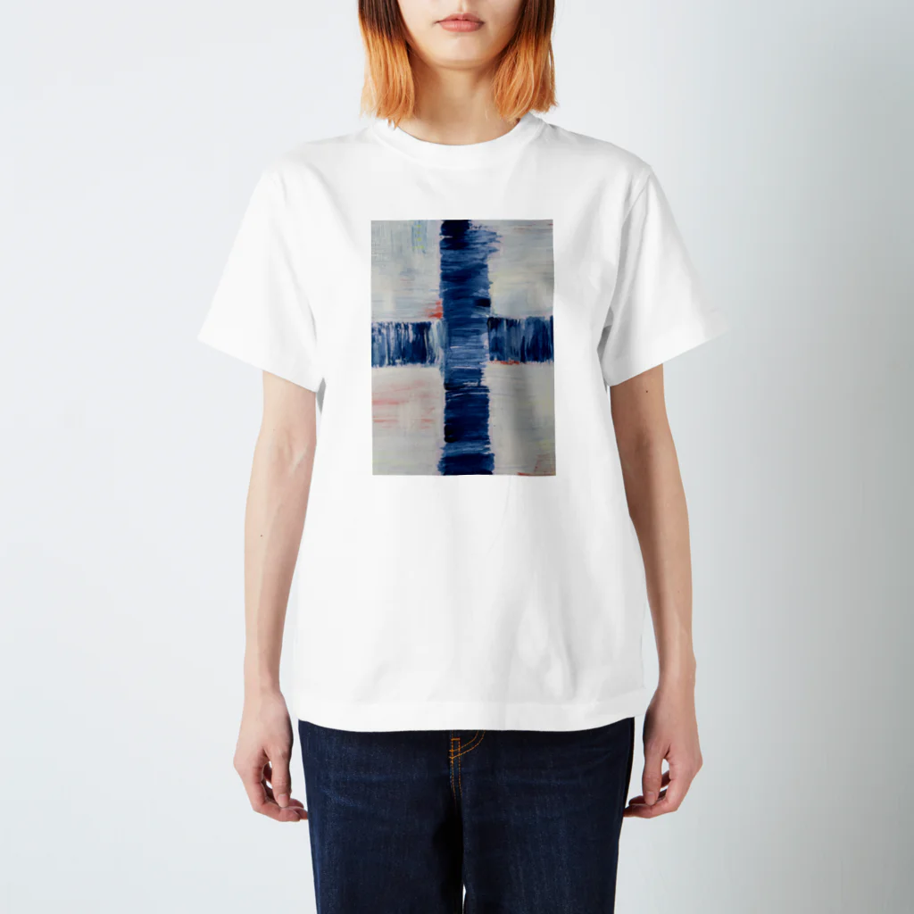 I E Nの手描きクロス(BLUE) スタンダードTシャツ