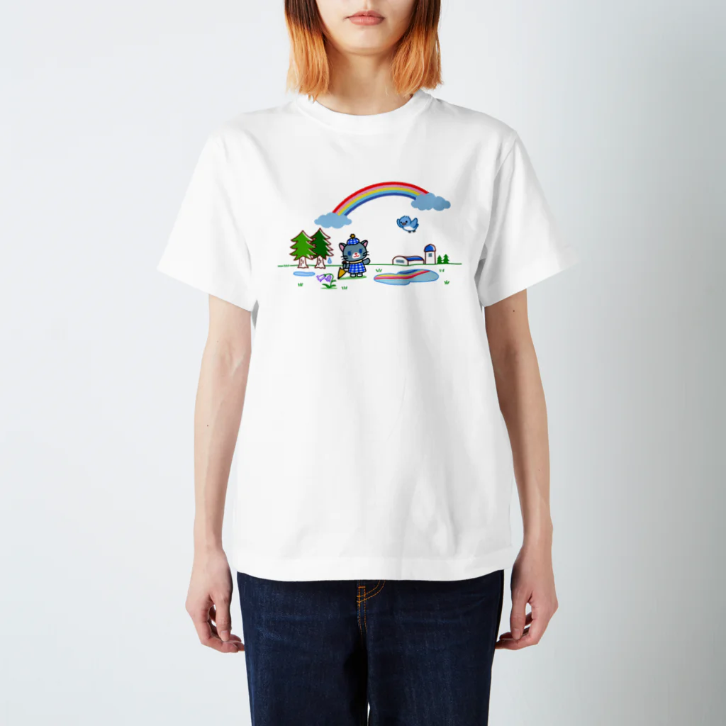 ゆめのみせの雨上がりのゆめねこ Regular Fit T-Shirt