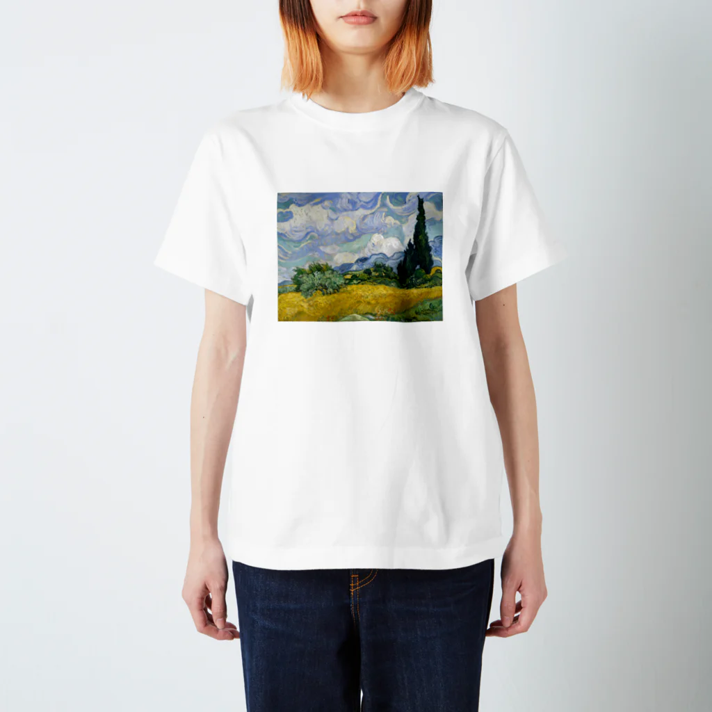 X-Artのゴッホ / 糸杉のある麦畑  Wheat Field with Cypresses (1889) スタンダードTシャツ