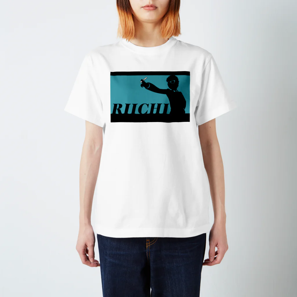 麻雀カッコイイシリーズのRIICHI　水色 スタンダードTシャツ