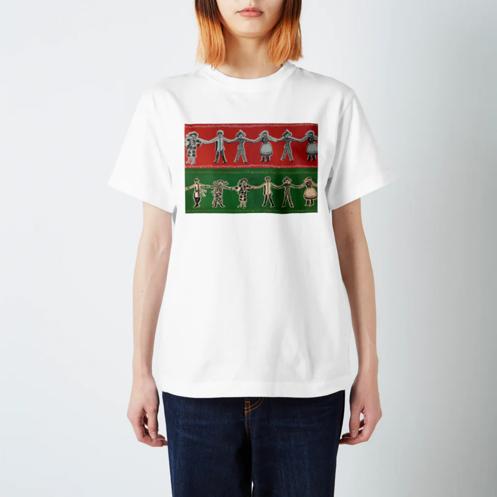 ともしびSUZURIショップの懐かしの歌集(赤×緑) Regular Fit T-Shirt
