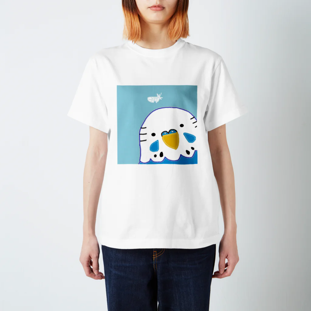 akink(ｱｷﾝｺ)のセキセイインコと羽根 スタンダードTシャツ