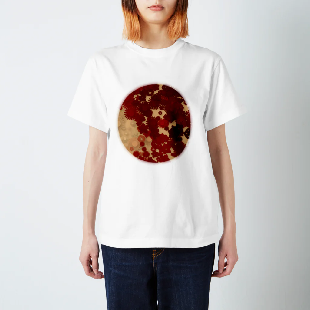 pianocurve DesignのMoon face designed with summer flowers No.16 スタンダードTシャツ