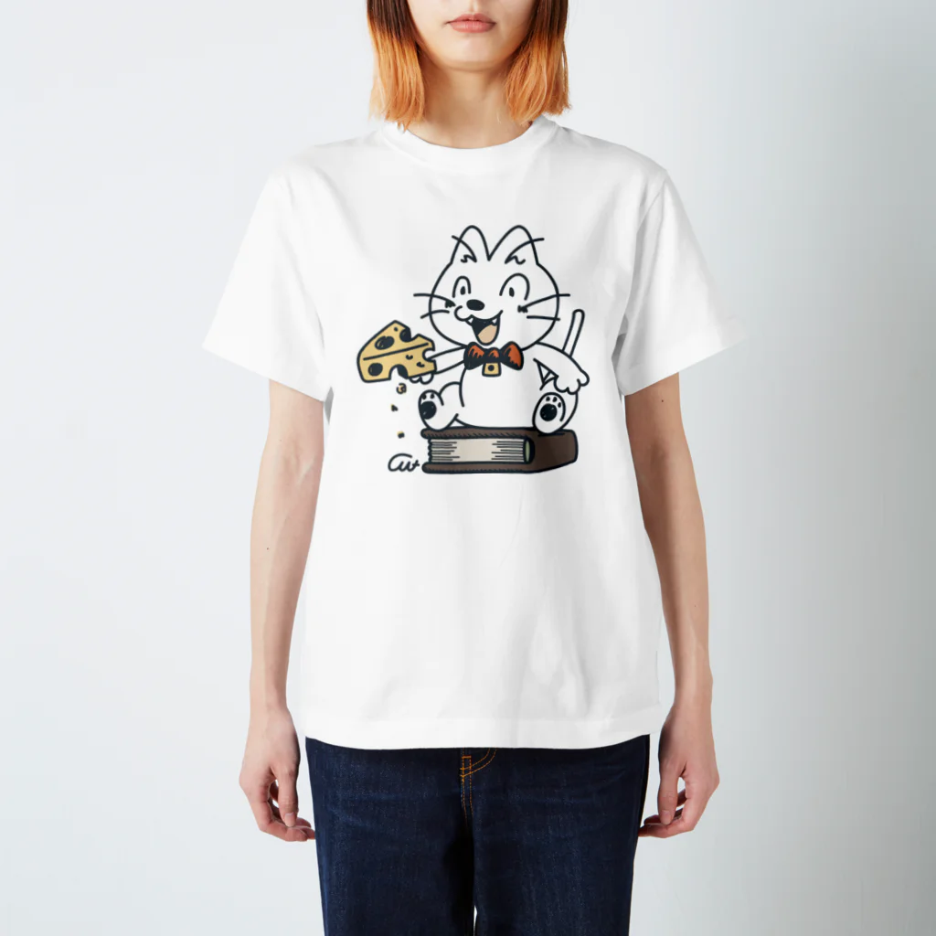 イラスト MONYAAT のねことネズミと例のチーズB スタンダードTシャツ