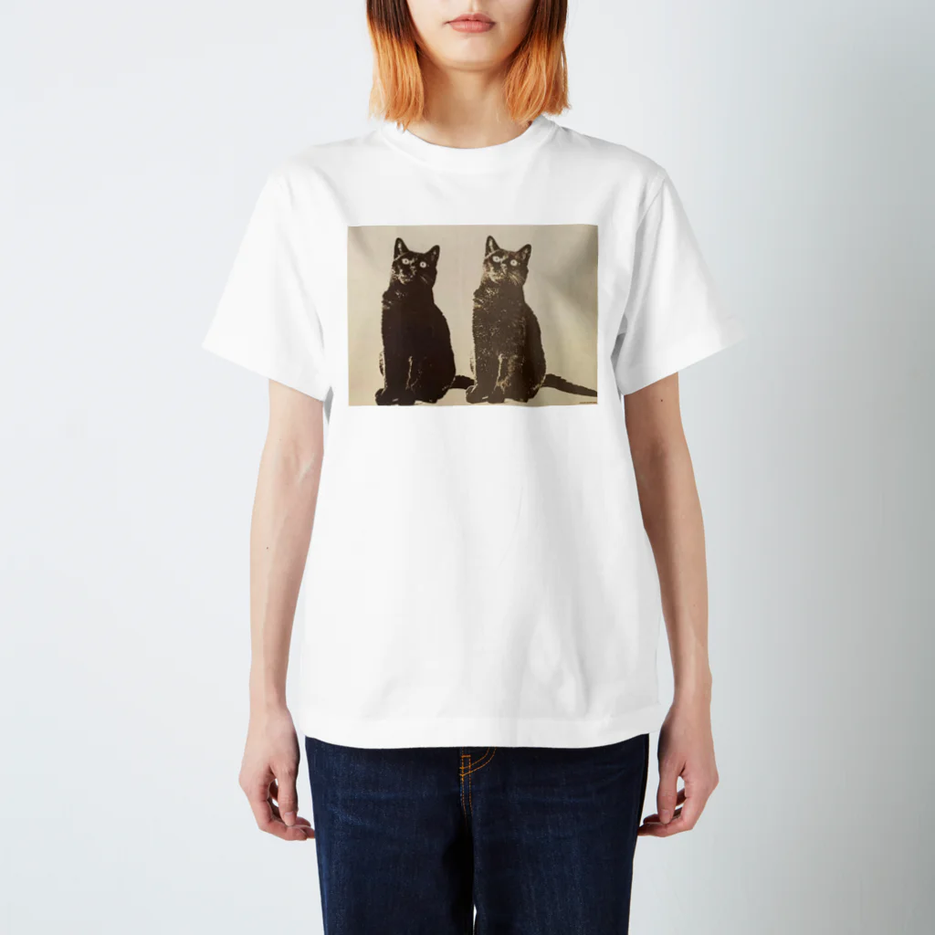 YS VINTAGE WORKSのチェコ　黒猫＆影猫 スタンダードTシャツ