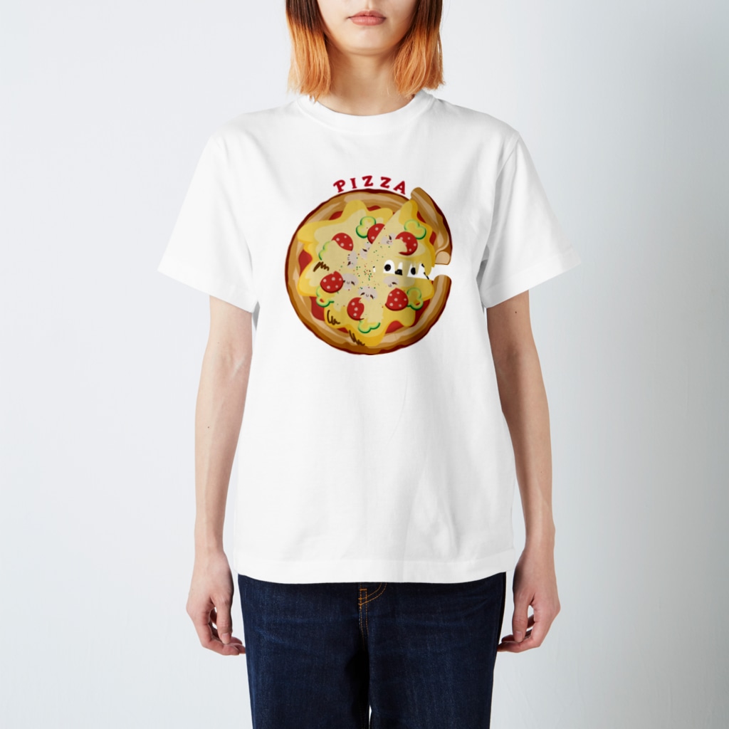イラスト MONYAAT のポメラニアンとピザ　 Regular Fit T-Shirt
