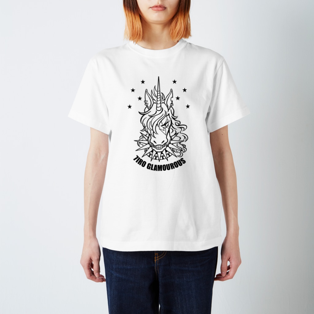 7IRO GLAMOUROUSのノエル・デストロイ・クラッシャー線画Tシャツ淡色 Regular Fit T-Shirt