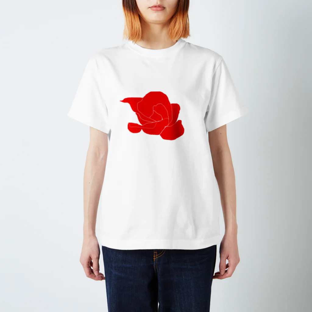 ミラくまの赤いバラのイラスト Regular Fit T-Shirt