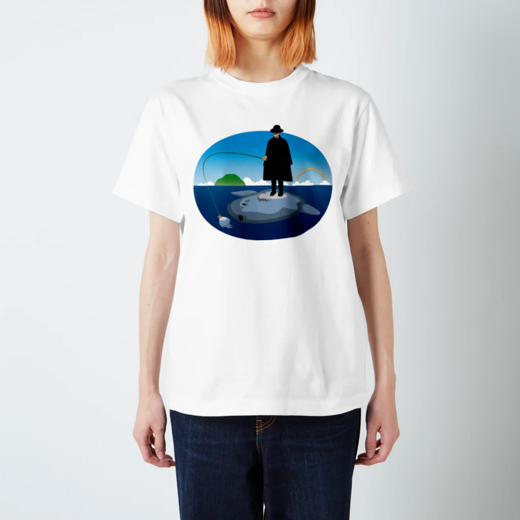 めぐみ図案のマンボウに乗った旅人 スタンダードTシャツ