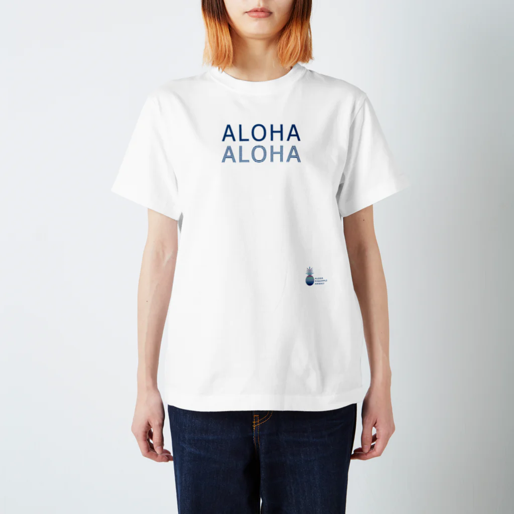 aloha_pineapple_hawaiiのALOHA マリンボーダー(blue)　014 スタンダードTシャツ