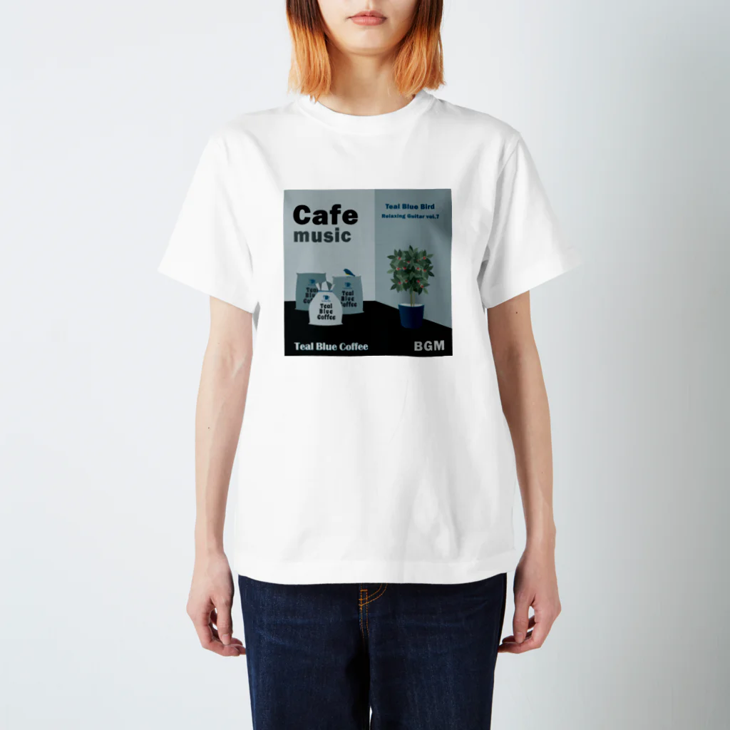 Teal Blue CoffeeのCafe music - Teal Blue Bird - スタンダードTシャツ