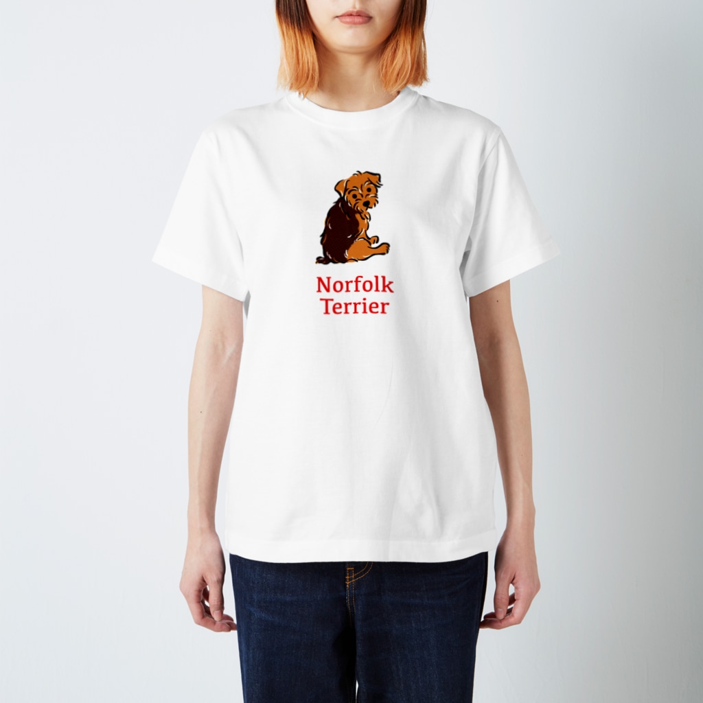 TOMOS-dogのふりむき犬（ドット）ブラタン Regular Fit T-Shirt