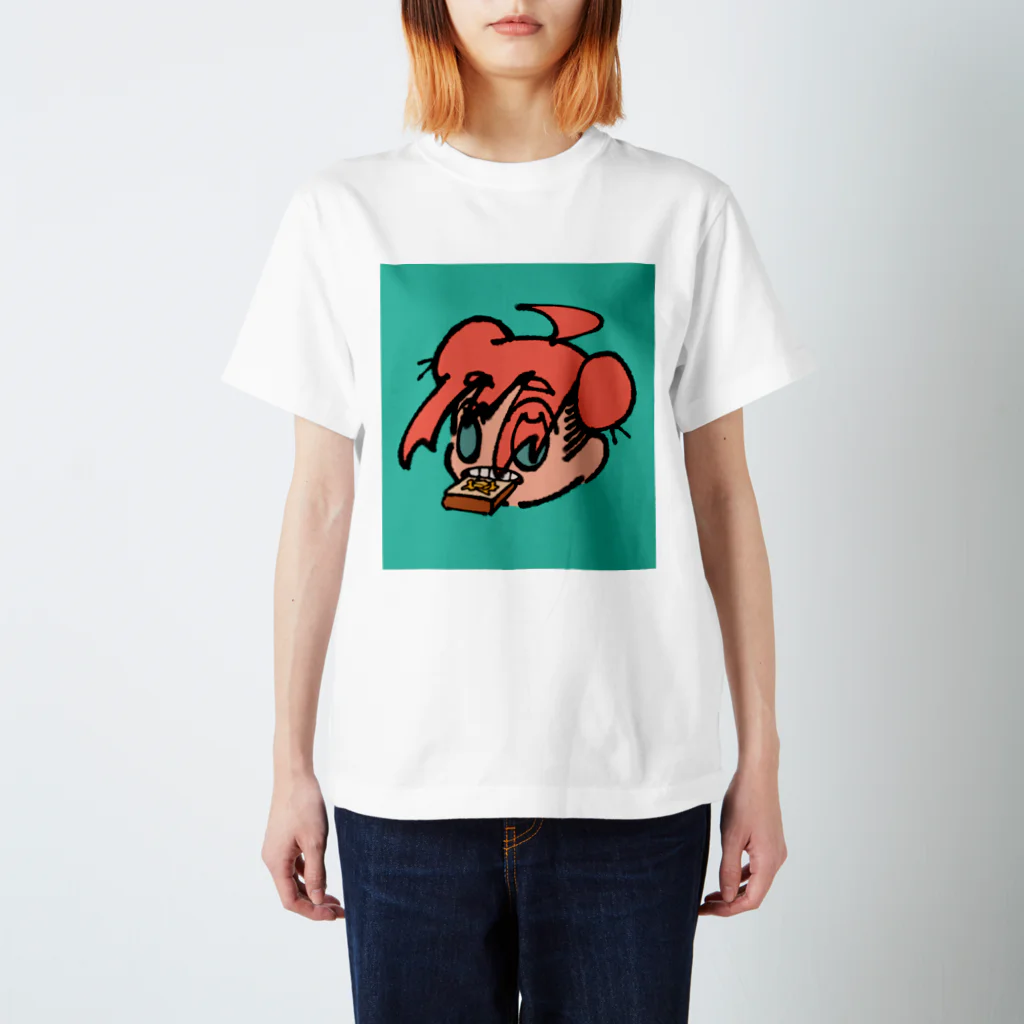 ハピジャム定期の人の店のパンを食べる安藤A子くん・改 スタンダードTシャツ