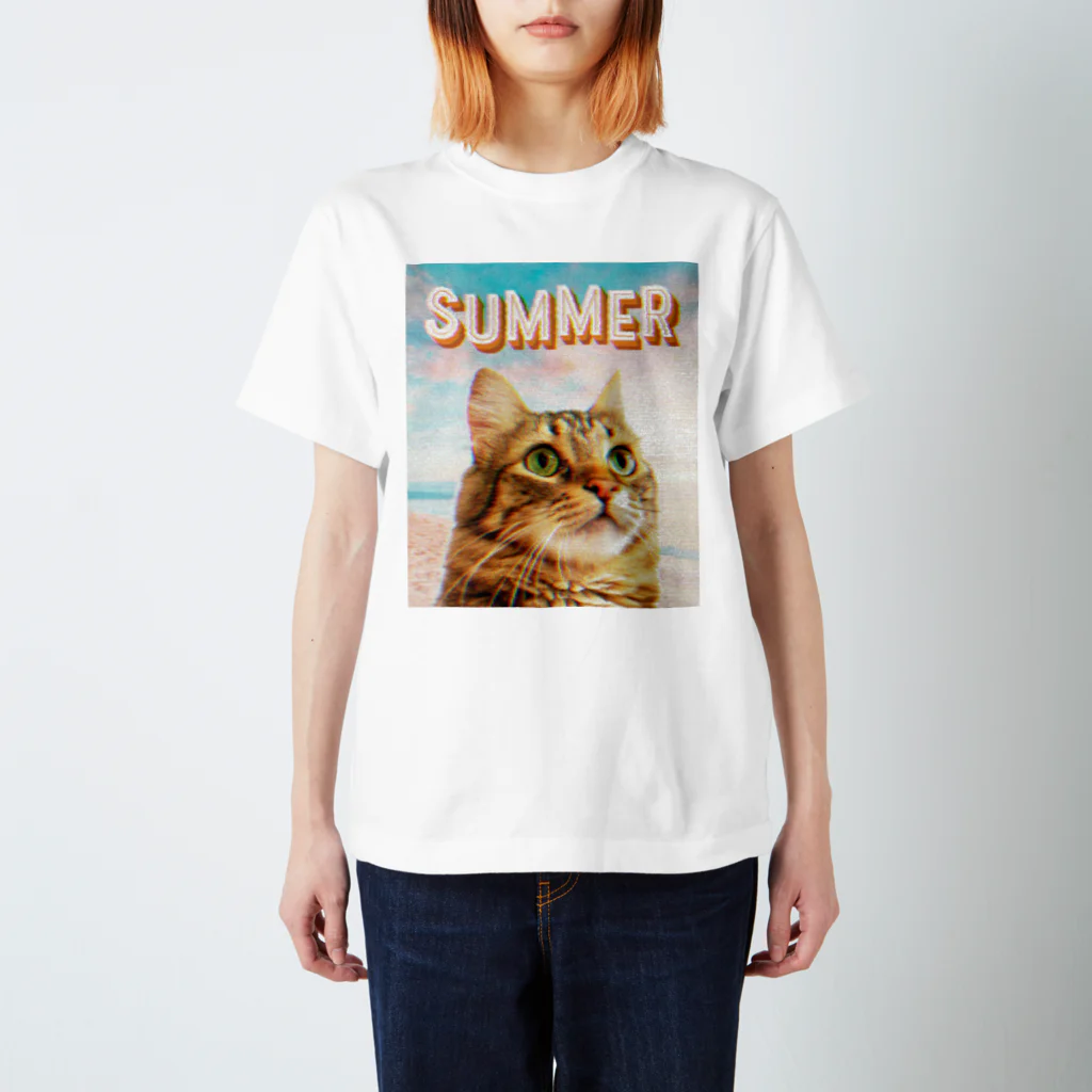 サメ わりとおもいのサマーねこちゃん スタンダードTシャツ