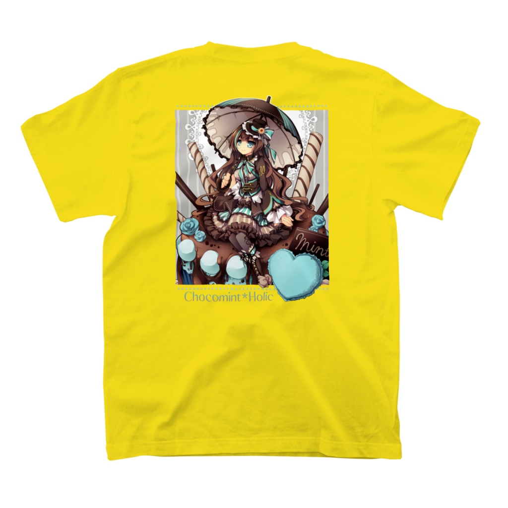 月蝕ざっか店＠SUZURI🇺🇦のChocomint*Holic（For Backprint） Regular Fit T-Shirtの裏面