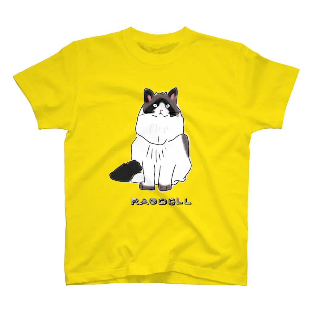 小鳥と映画館のラグドール ゴージャスな猫 スタンダードTシャツ