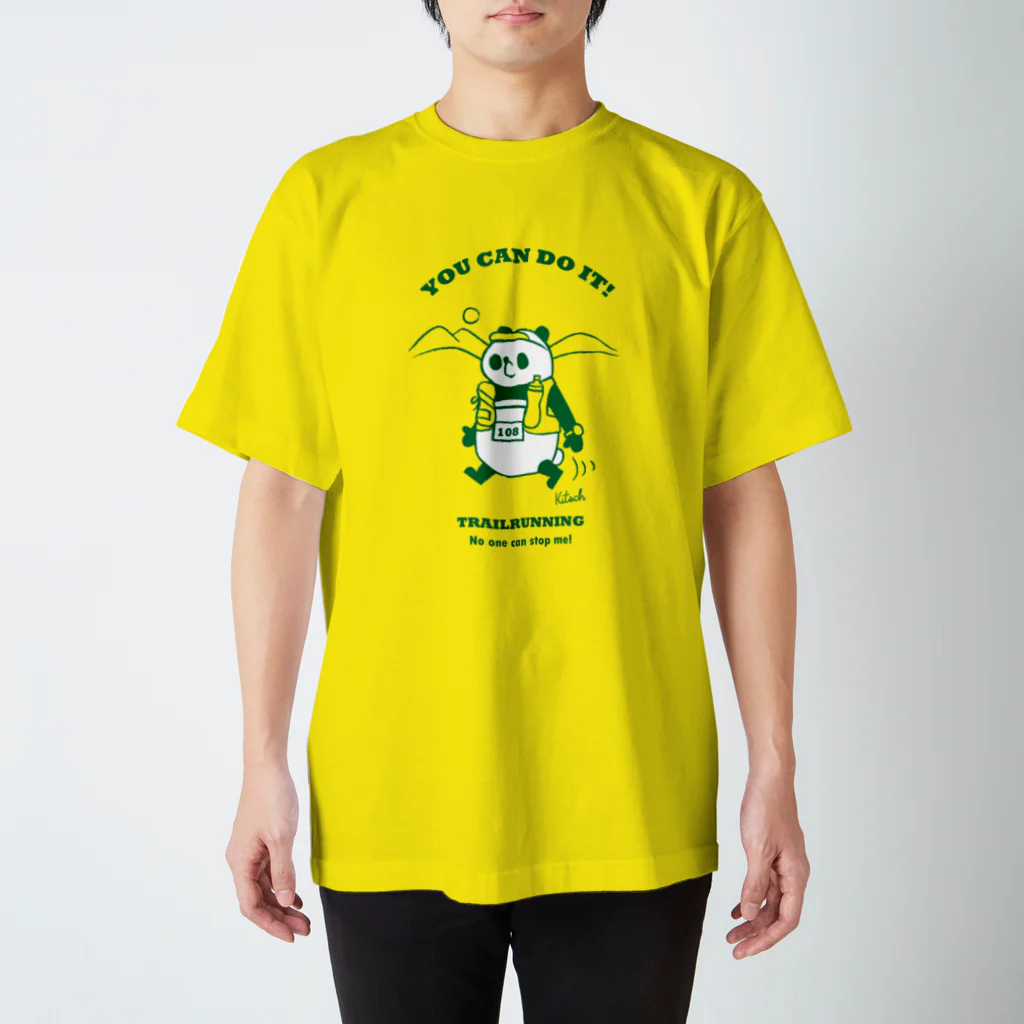 キッチュのトレイルランパンダ【YOU CAN DO IT!】グリーン Regular Fit T-Shirt