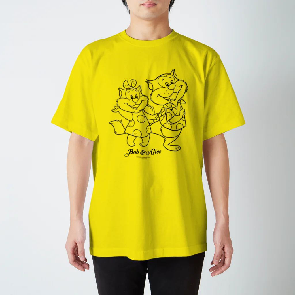 NPO法人愛・あいネットのボブ＆アリス（黒線画） スタンダードTシャツ