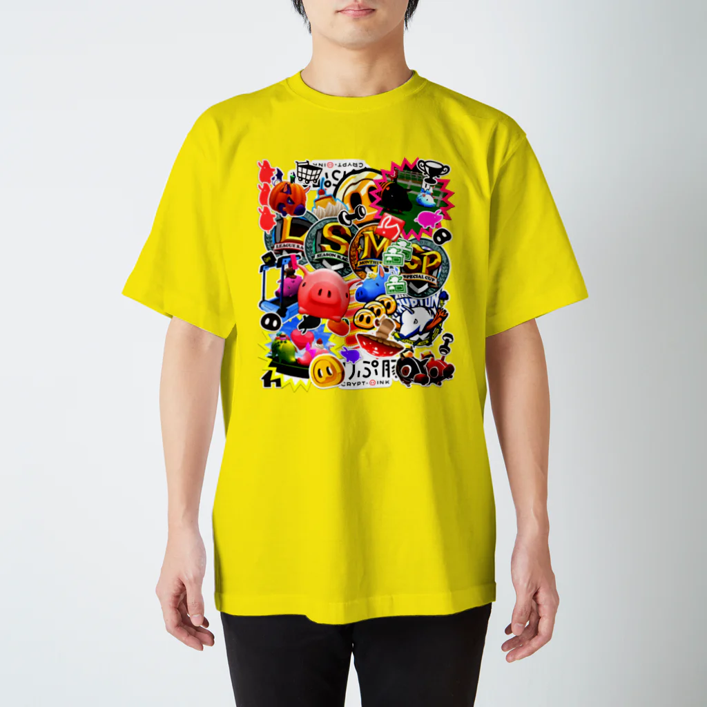 くりぷ豚 (くりぷとん) 公式のくりぷ豚ステッカー風 スタンダードTシャツ