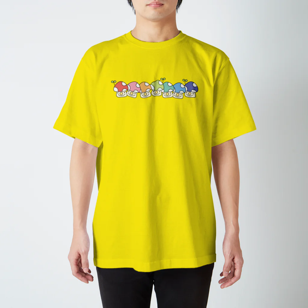 165's!!の行列レインボーきのこ スタンダードTシャツ