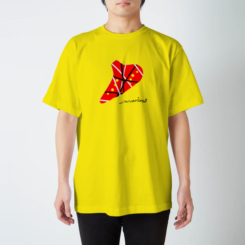 兎猫庵のオカリナ　ライン赤黒 Regular Fit T-Shirt