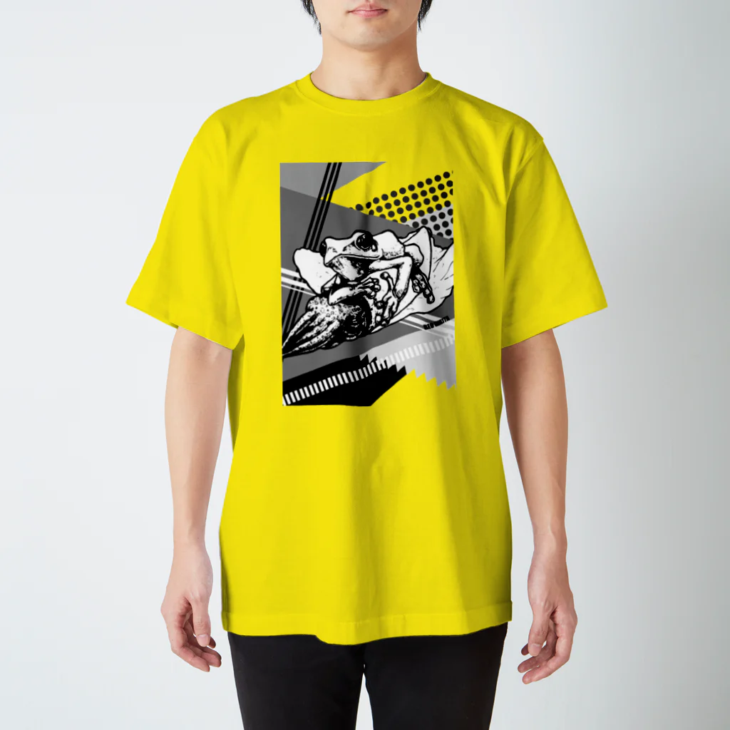 引田玲雄 / Reo Hikitaの烏賊乗りPOPモノクロデザイン背景 Regular Fit T-Shirt