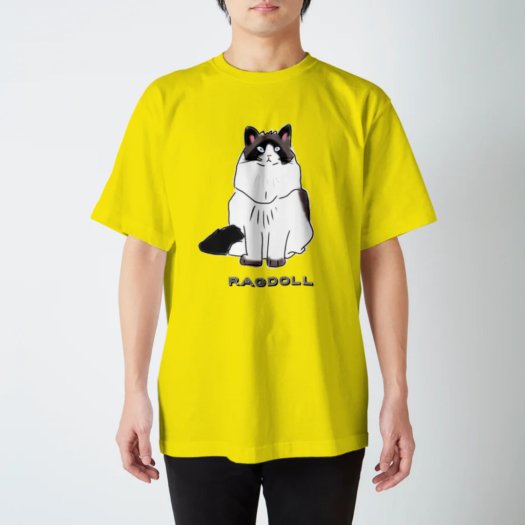 小鳥と映画館のラグドール ゴージャスな猫 スタンダードTシャツ