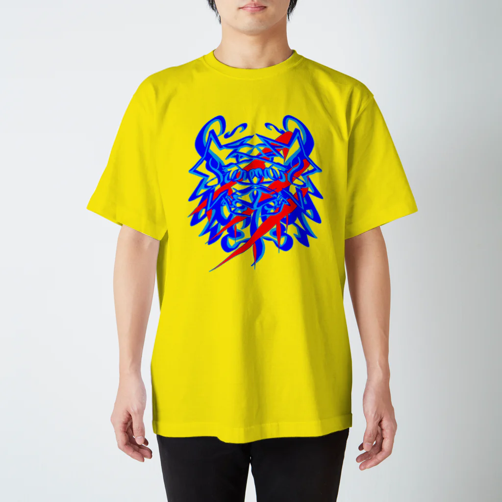 ＳＩＬＶＥＲＷＯＬＦＭＥＮmixculturedesinのsteersからの移動商品「狼カリグラフィー」 Regular Fit T-Shirt