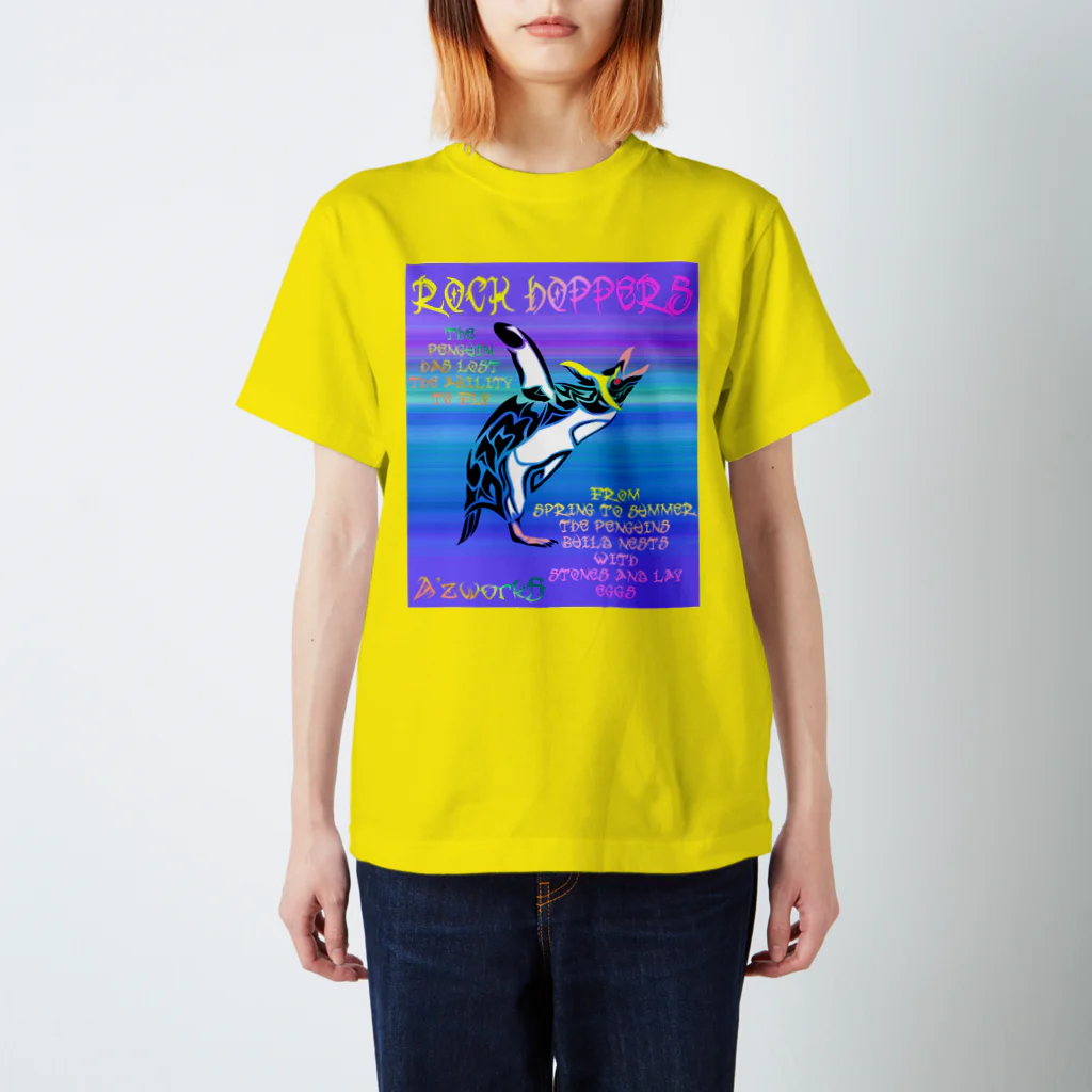 Ａ’ｚｗｏｒｋＳのイワトビペンギン（グラデーション背景） スタンダードTシャツ