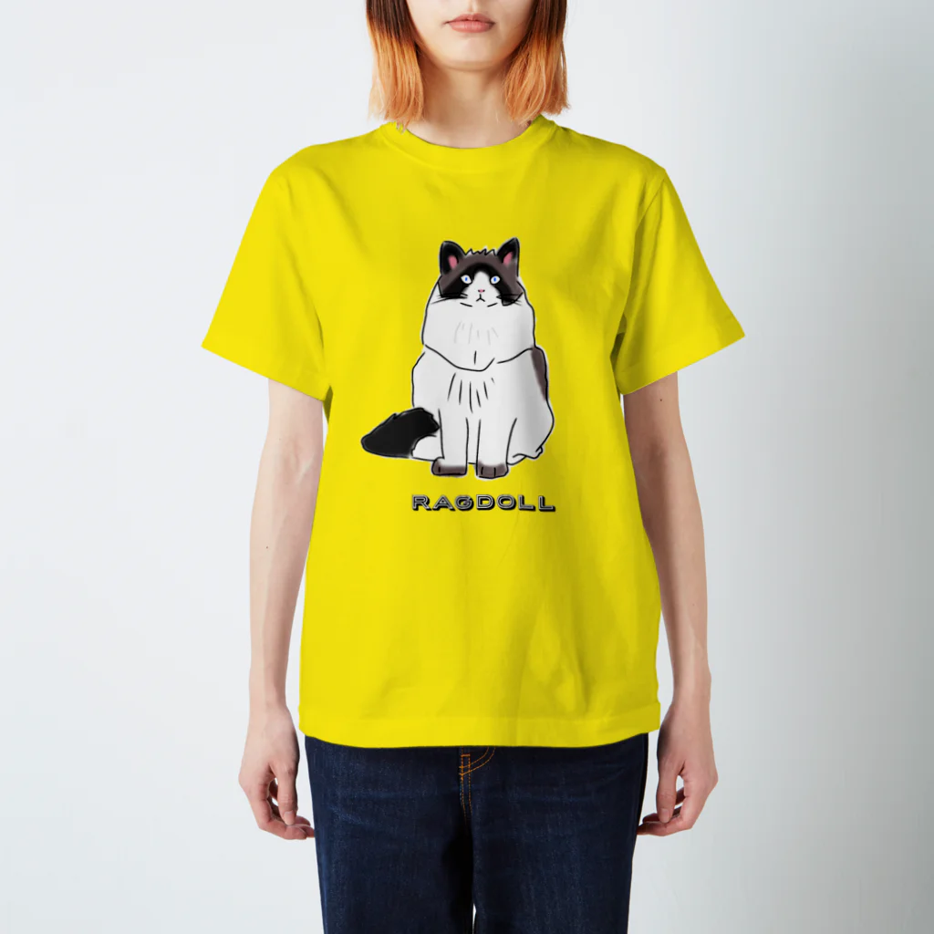 小鳥と映画館のラグドール ゴージャスな猫 スタンダードTシャツ