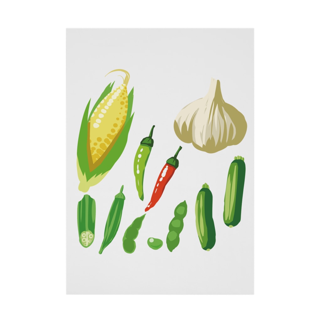 夏野菜イラストグッズ 果物 お野菜シリーズ Illust Designs Labの吸着ポスター通販 Suzuri スズリ