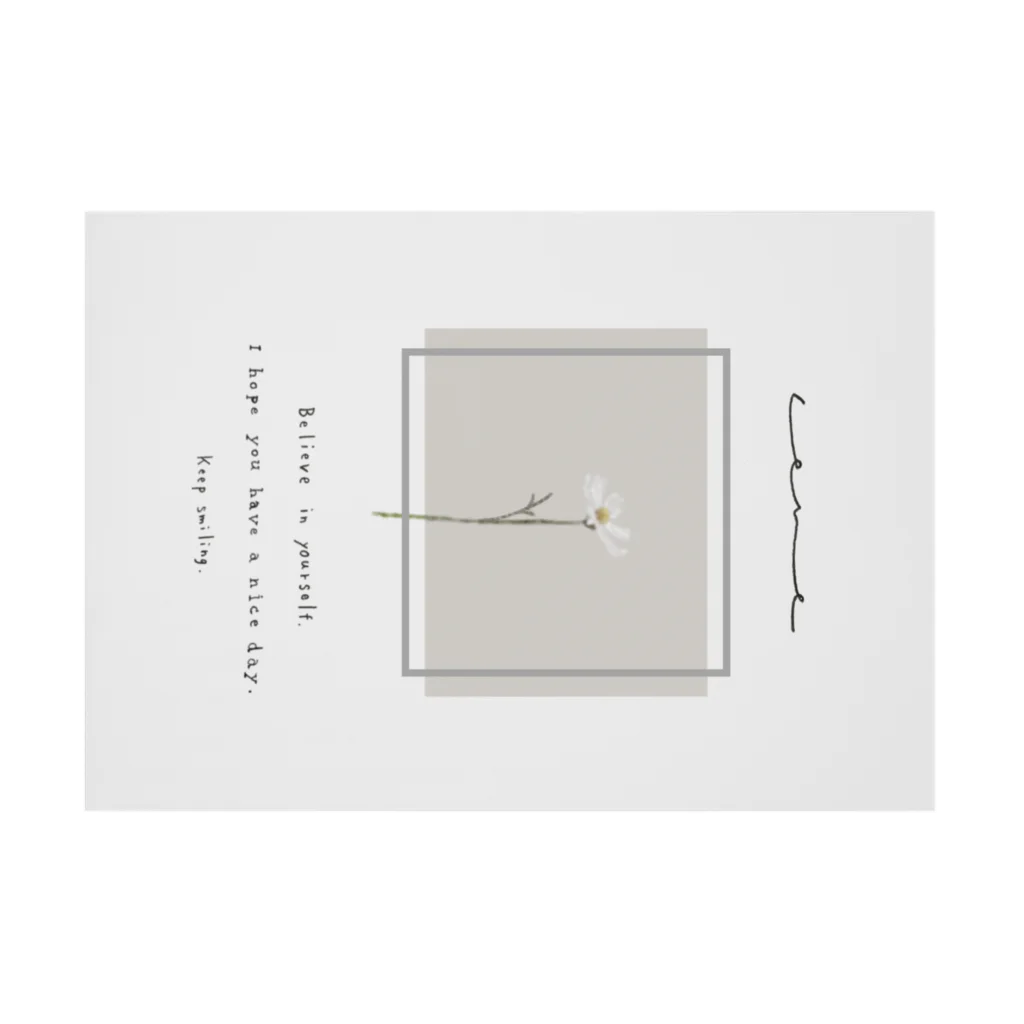 rilybiiのwhite grayish peach tea × white flower Stickable Poster :horizontal position