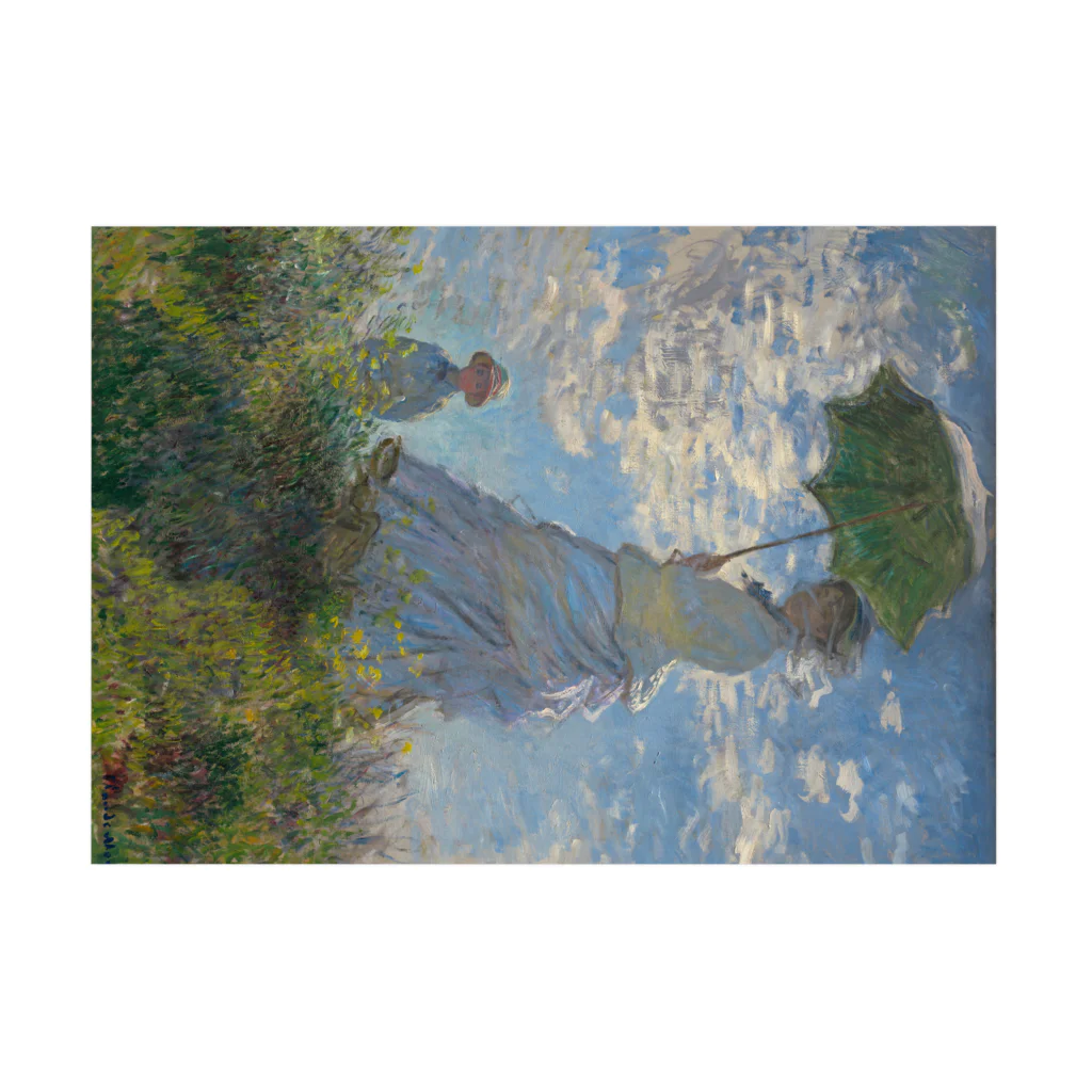 世界美術商店の散歩、日傘をさす女性 / Woman with a Parasol - Madame Monet and Her Son Stickable Poster :horizontal position