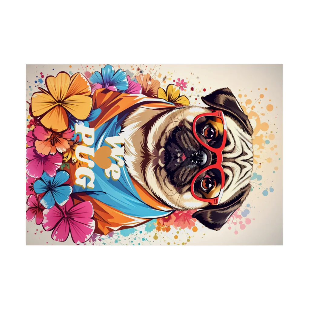 LEONのWe♥PUG　色彩（パグ大好き！） Stickable Poster :horizontal position